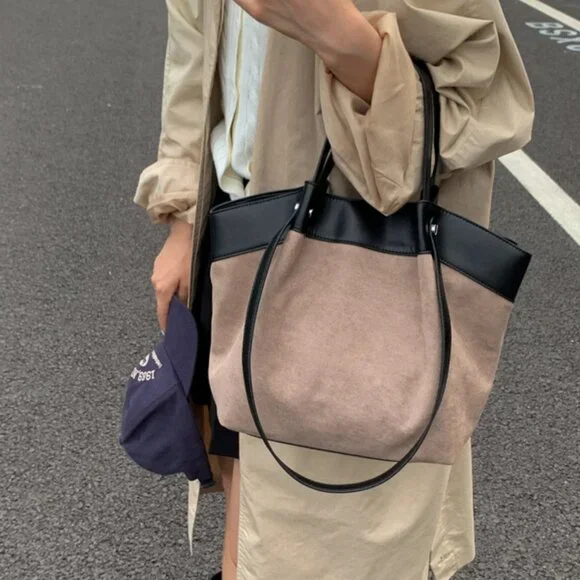 Lightweight Classic Color Tote Bag - Khaki - Picture 4 of 5